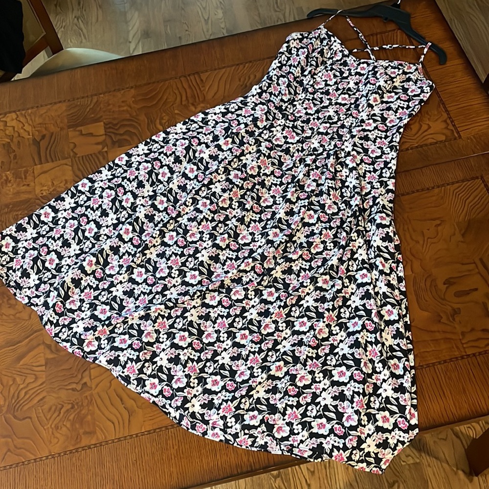 Banana Republic Floral MIDI Dress Summer Sundress Pintuck Size 0